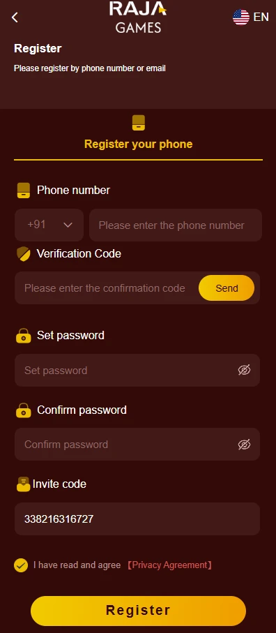 Raja Game Register